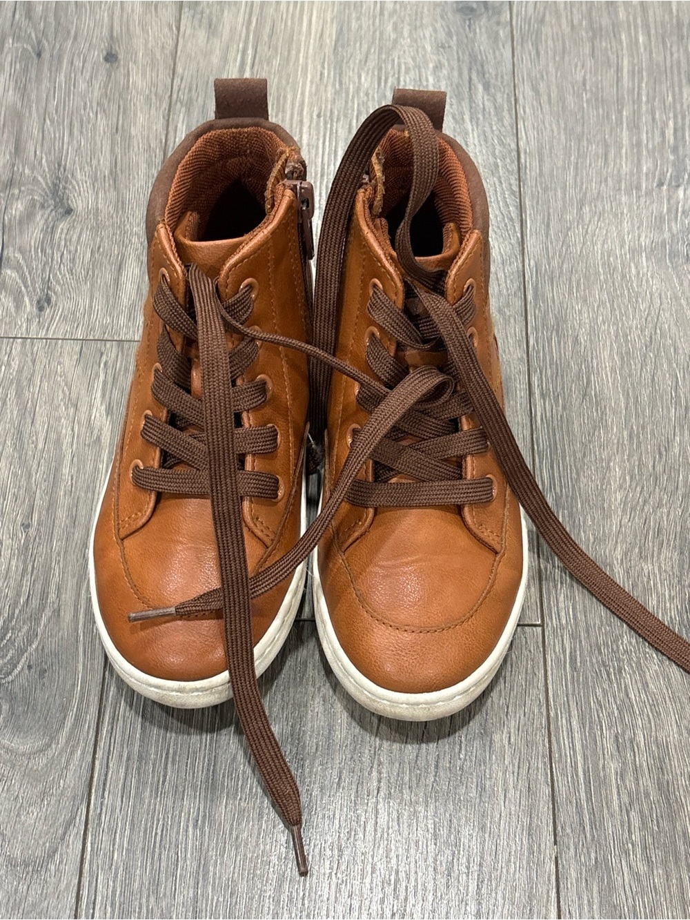 Excellent Condition! Cat & Jack Brown Kids High-Top Sneakers Boots.